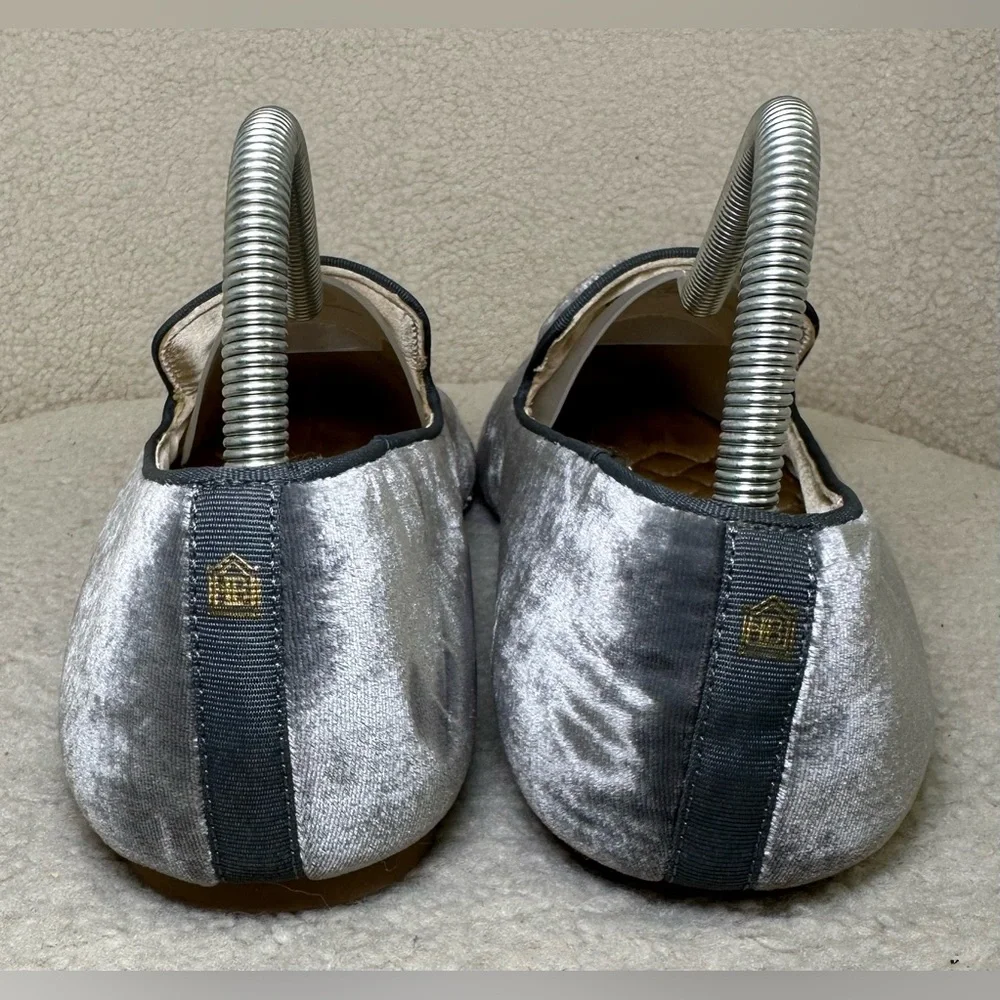 Birdies Starling velvet loafers grey gray silver slip-ons preppy fall winter 9.5